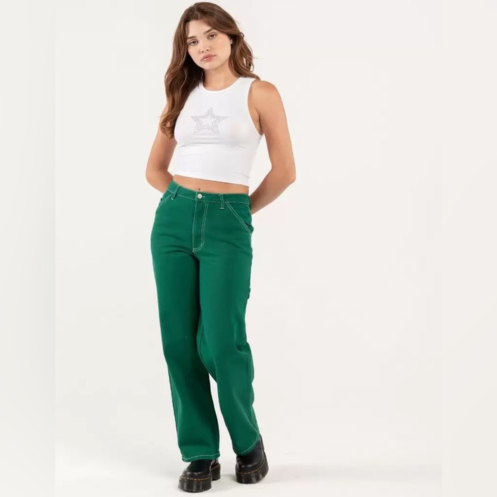 RSQ Womens High Rise Relax Carpenter Pants - green | Tillys medium